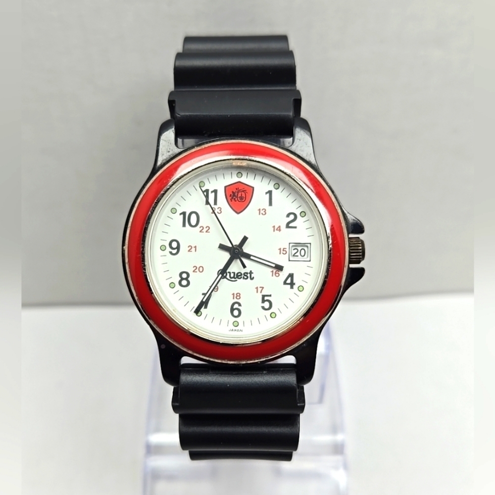 Mens Quest Army Military Style Date Watch 3ATM Quartz LDW-50 New Battery